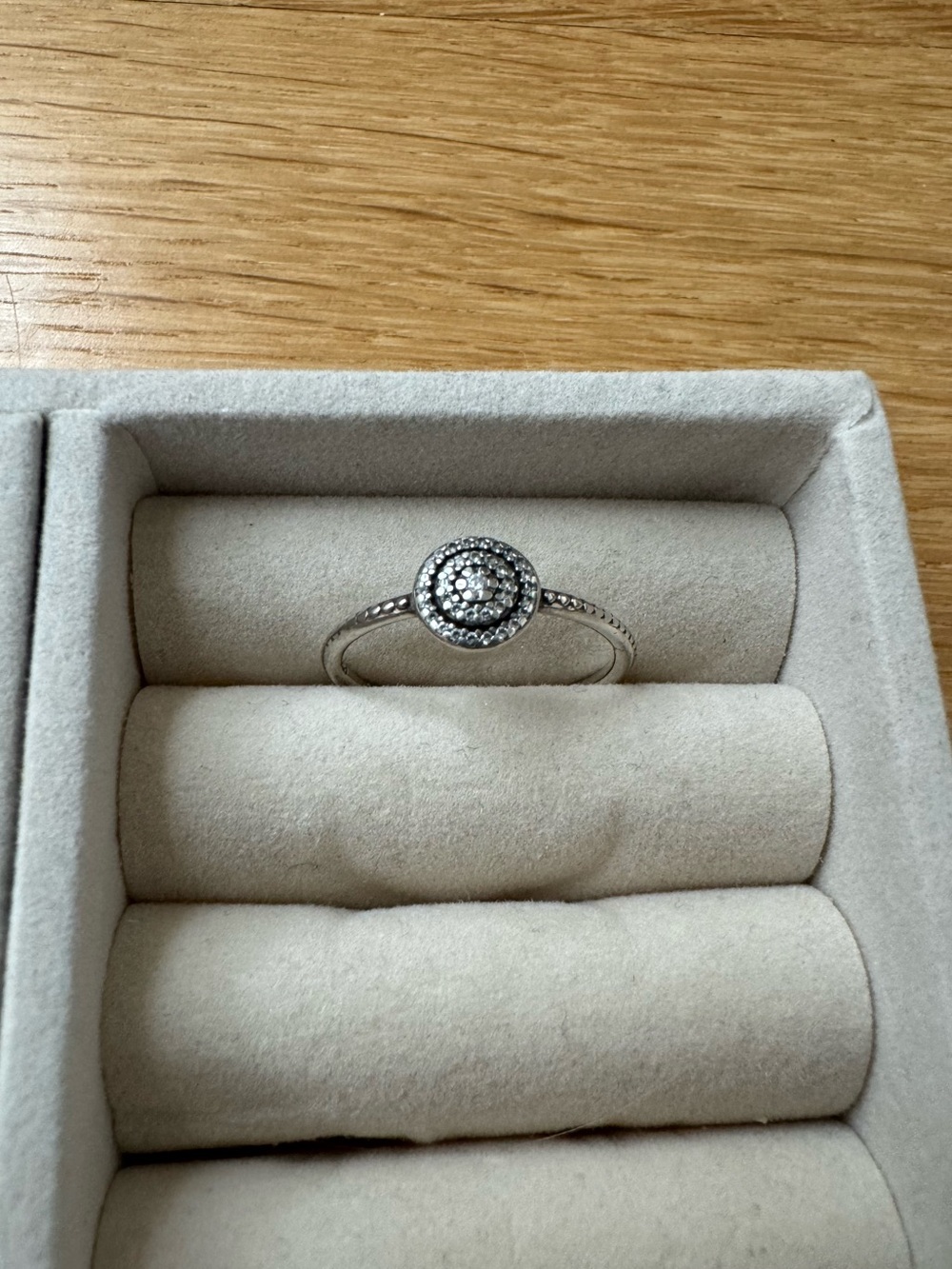 Pandora Silver Halo Cluster Ring with Clear Stones